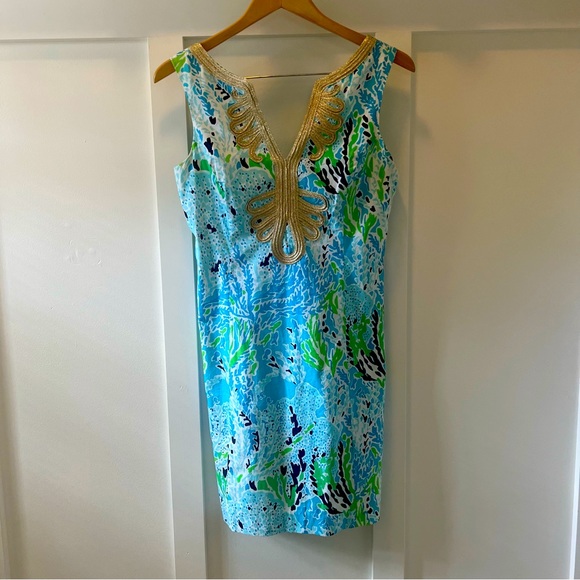 🩵🌴 Lilly Pulitzer • Janice Shift Dress Spa Blue Let's Cha Cha•SIZE 4 - Picture 7 of 13